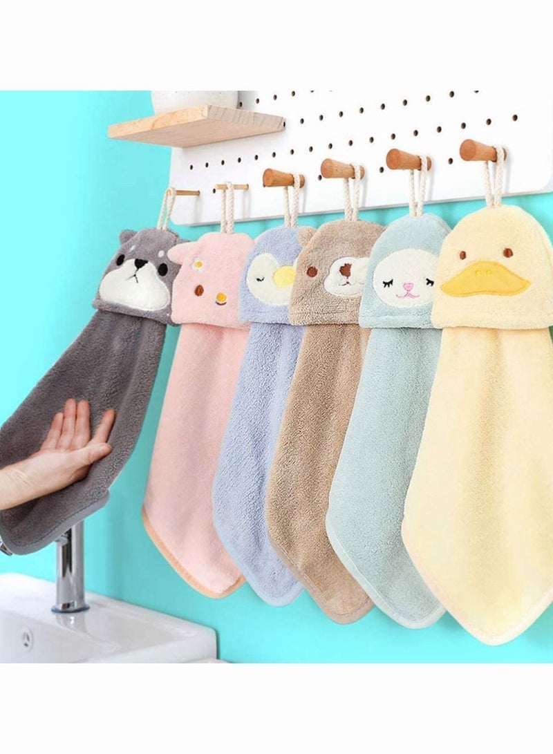 4Pcs Cute Animal Hand Towels, SYOSI Hanging Towel Dish Cloth with Loop for Kids Bathroom Kitchen Absorbent Dishcloths Towel, Ultra Absorbent, Fast Drying, Machine Washable, Stylish & Attractive - Image 5